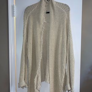 Free People Long Knit Cream Cardigan Large